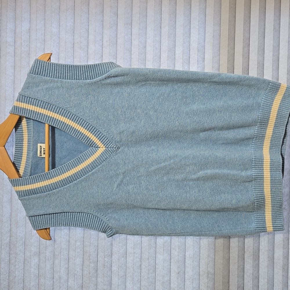 Sunday Best ARITZIA Blue V-Neck Sleeveless Sweater